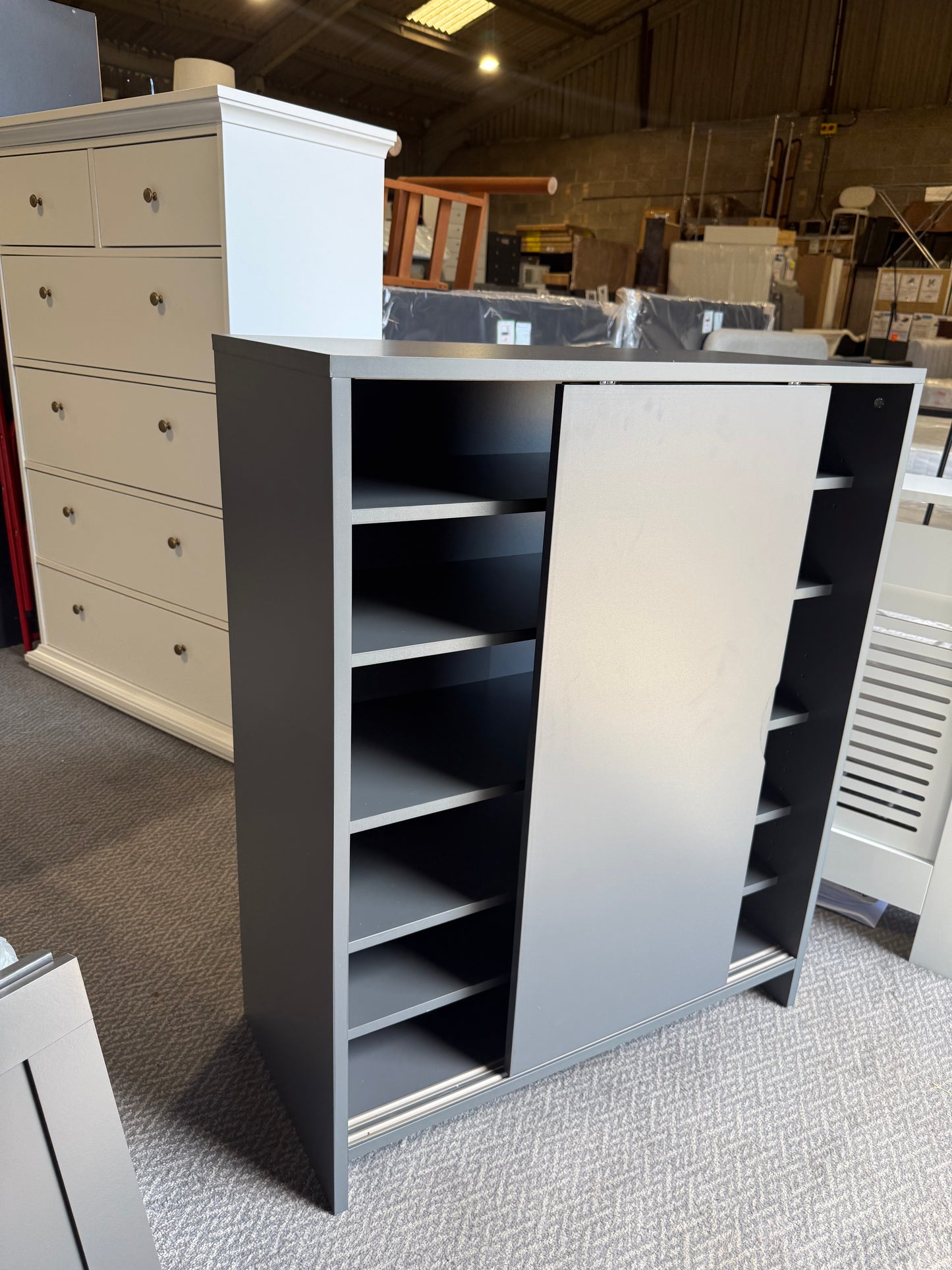 Assembled 2 Door Shoe Storage Cabinet - Grey