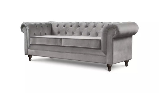 Habitat Chesterfield Velvet 3 Seater Sofa - Light Grey