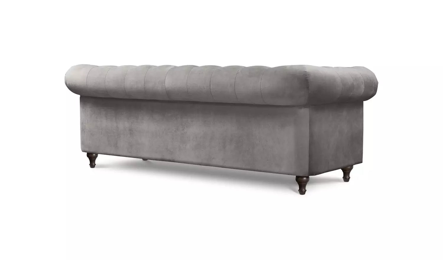 Habitat Chesterfield Velvet 3 Seater Sofa - Light Grey