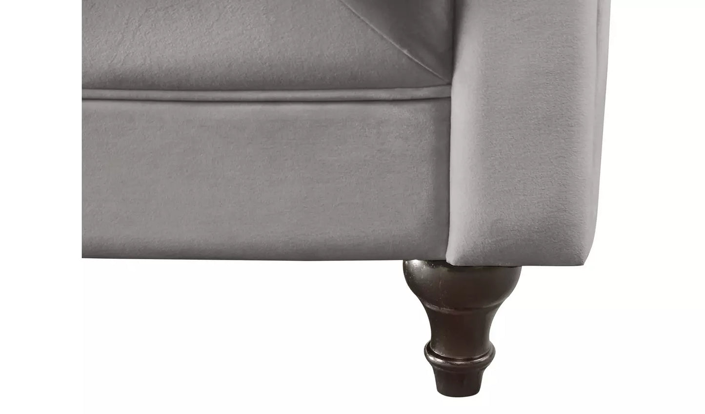 Habitat Chesterfield Velvet 3 Seater Sofa - Light Grey