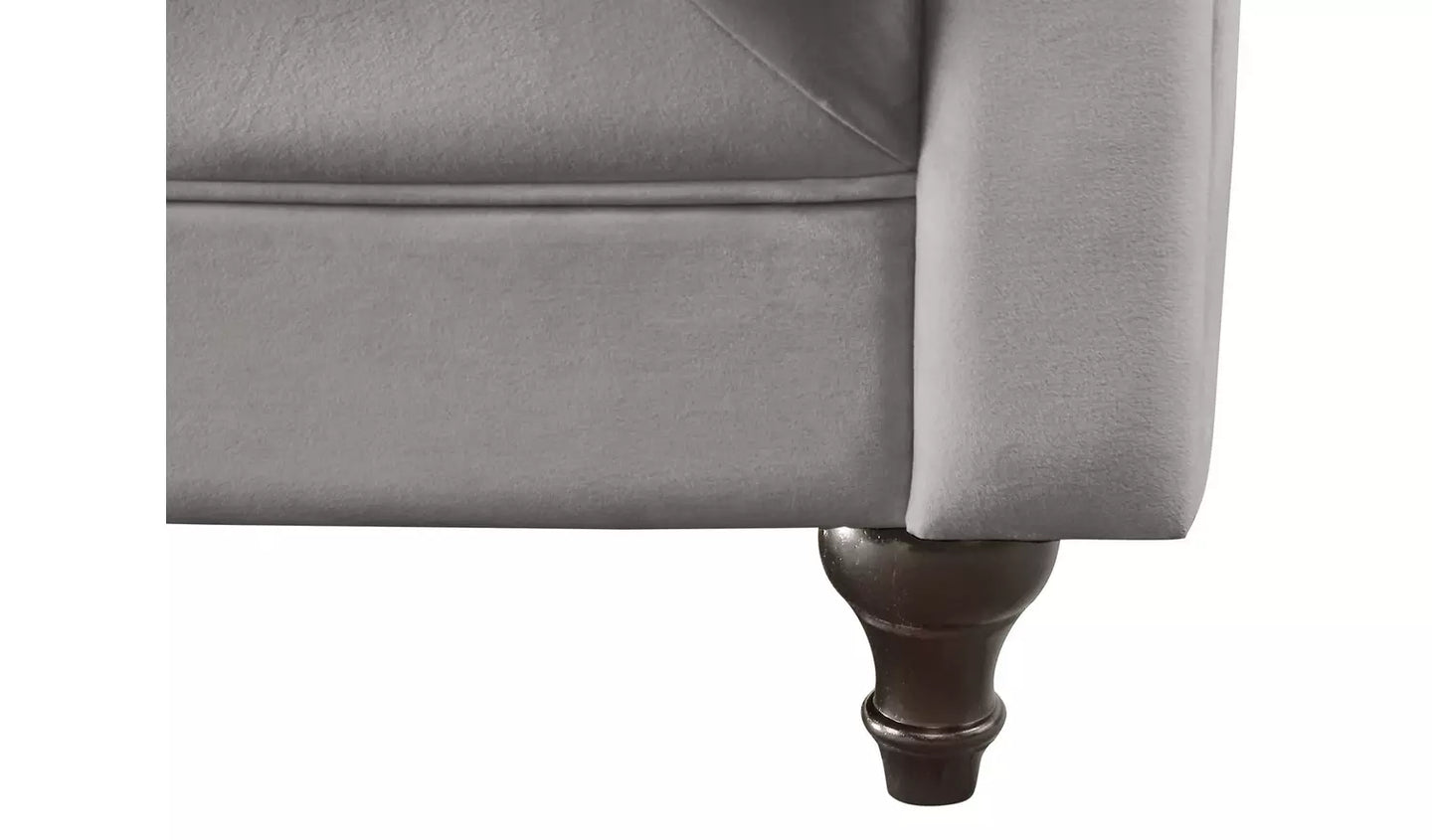 Habitat Chesterfield Velvet 3 Seater Sofa - Light Grey