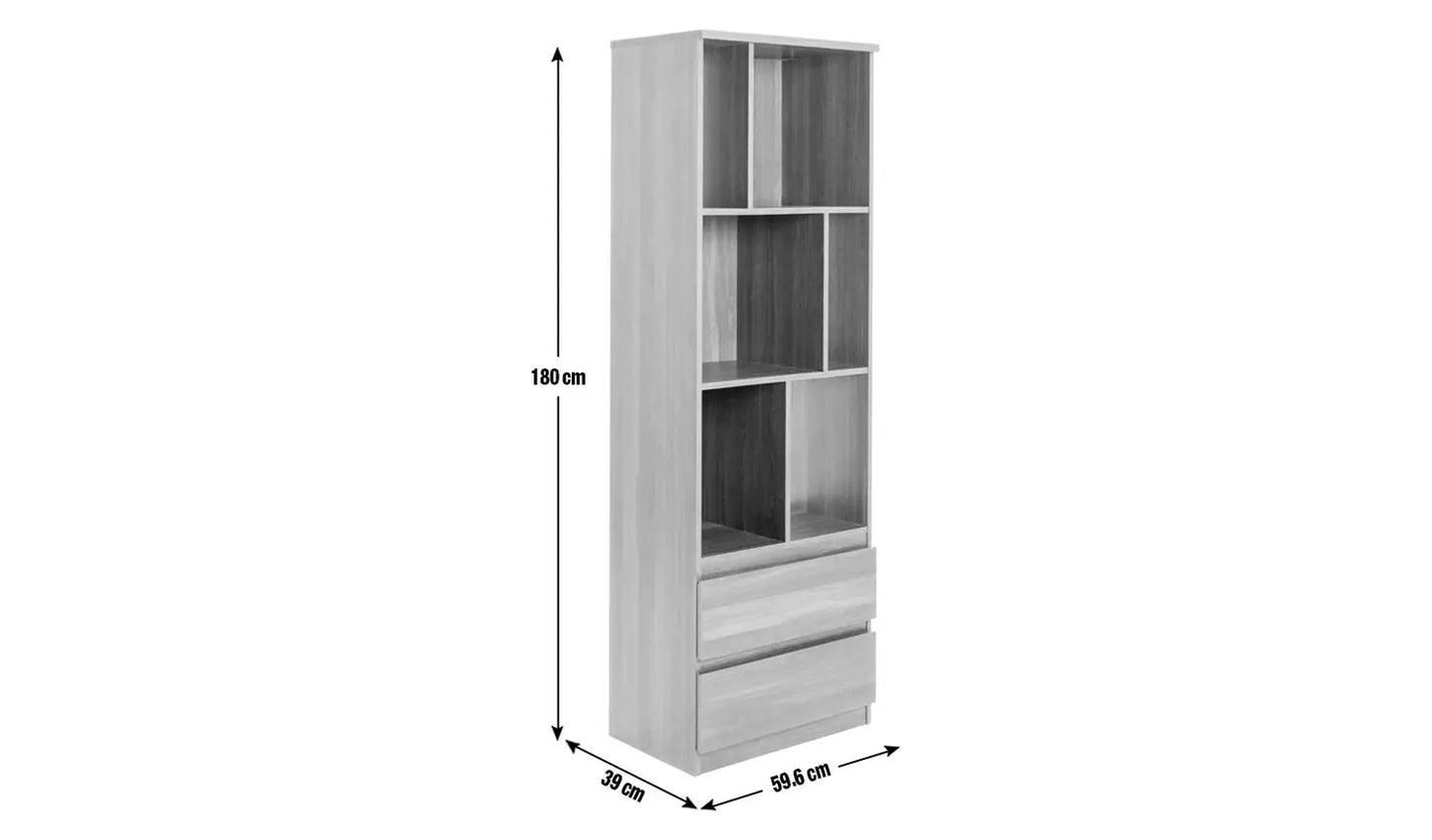 Assembled Jenson Narrow Bookcase - White Gloss