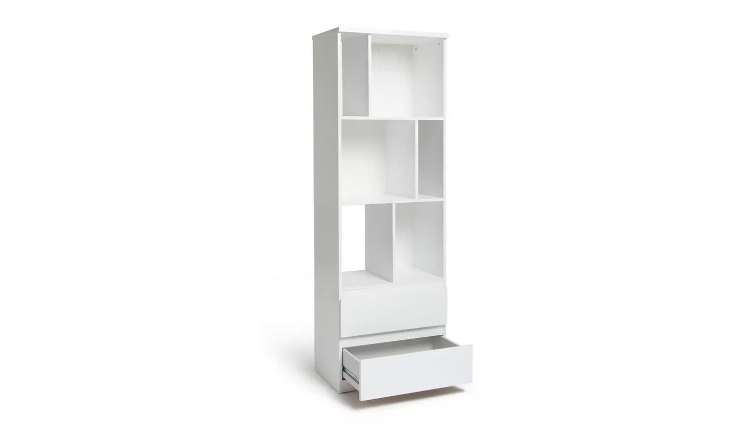 Assembled Jenson Narrow Bookcase - White Gloss