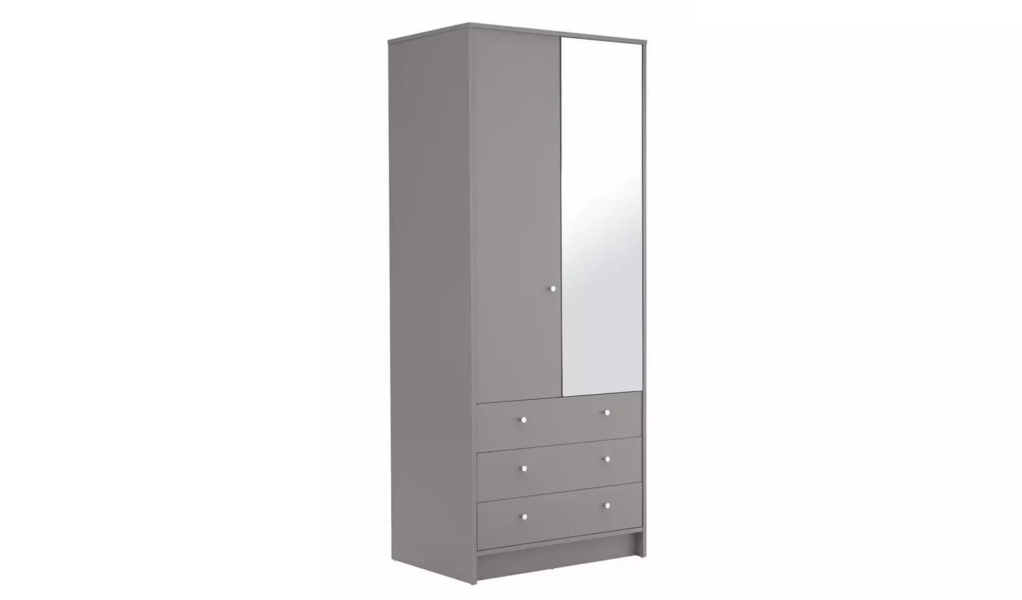 Malibu 2 Door 3 Drawer Mirror Wardrobe - Grey