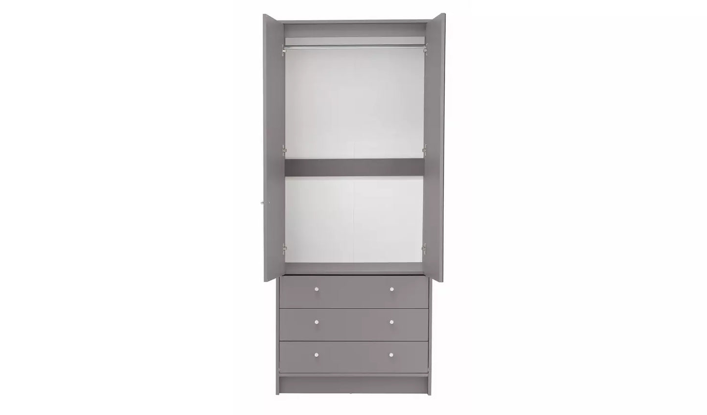 Malibu 2 Door 3 Drawer Mirror Wardrobe - Grey