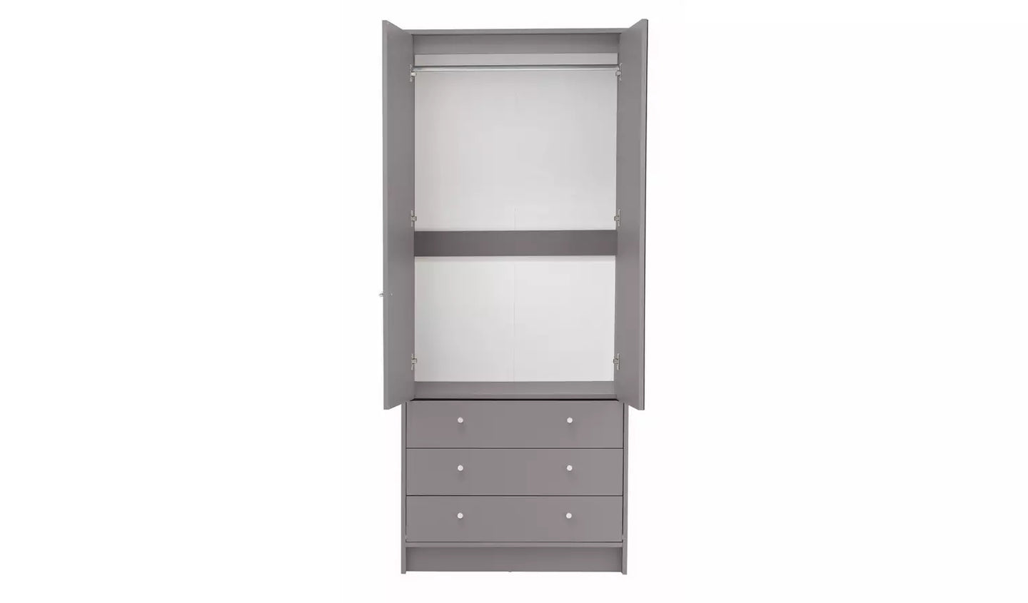 Malibu 2 Door 3 Drawer Mirror Wardrobe - Grey