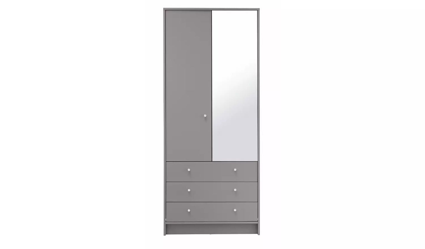 Malibu 2 Door 3 Drawer Mirror Wardrobe - Grey