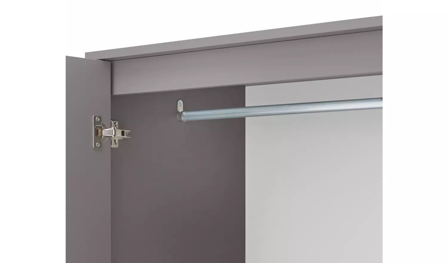 Malibu 2 Door 3 Drawer Mirror Wardrobe - Grey