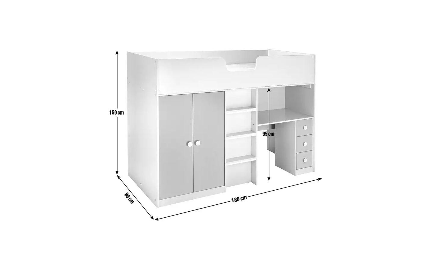 Assembled Habitat Jackson High Sleeper Bed Frame - White