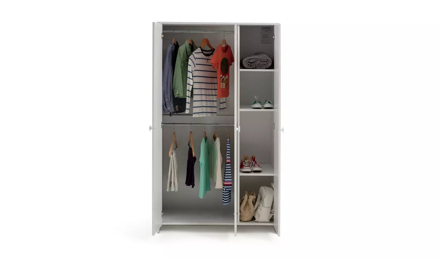Kids Juno 3 Door Wardrobe - White