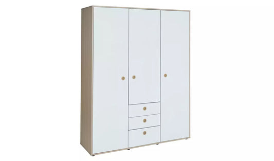 Assembled Habitat Camden 3 Door 3 Drawer Wardrobe – White & Acacia