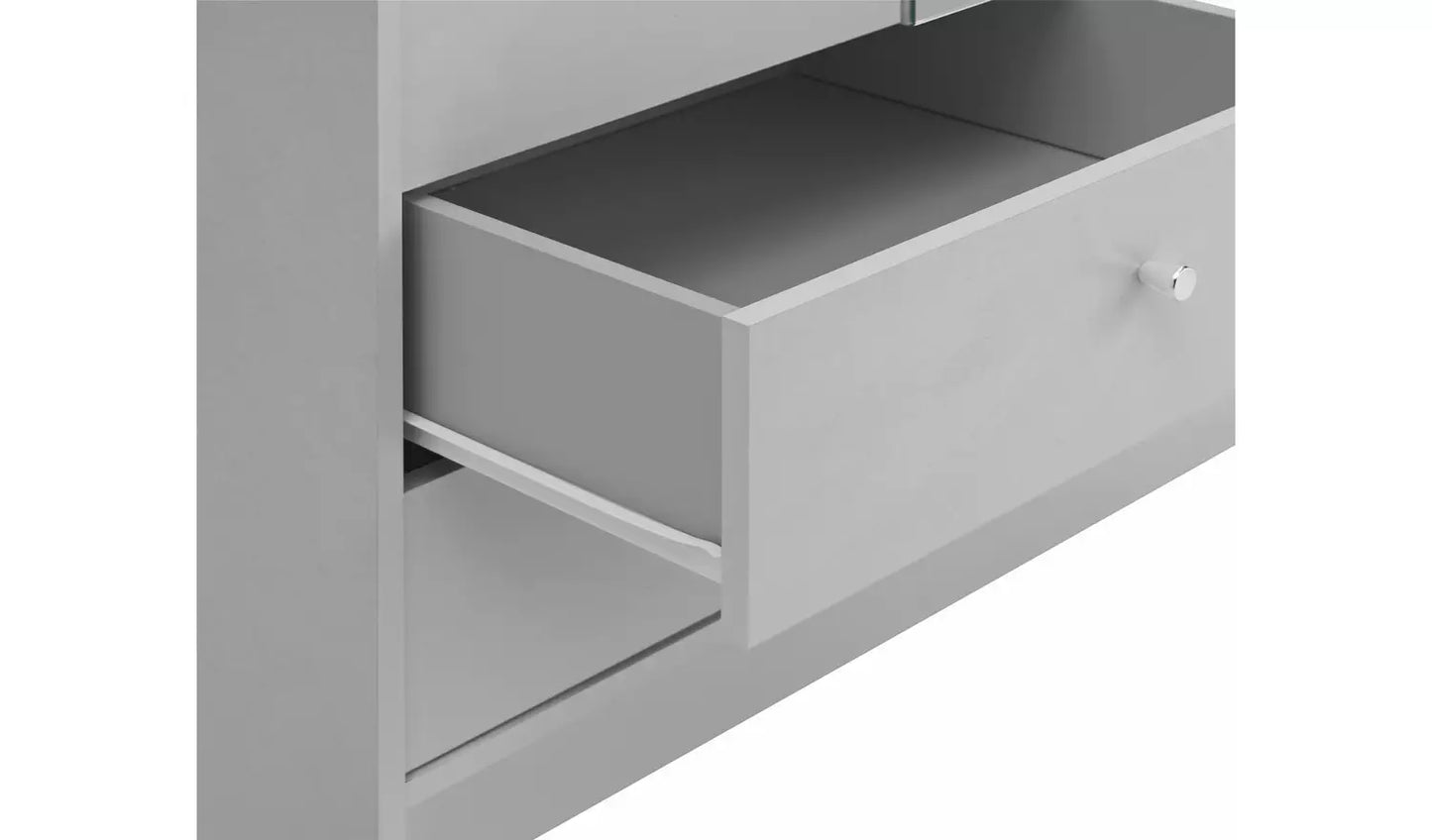 Malibu 3 Door 4 Drawer Mirror Wardrobe - Grey