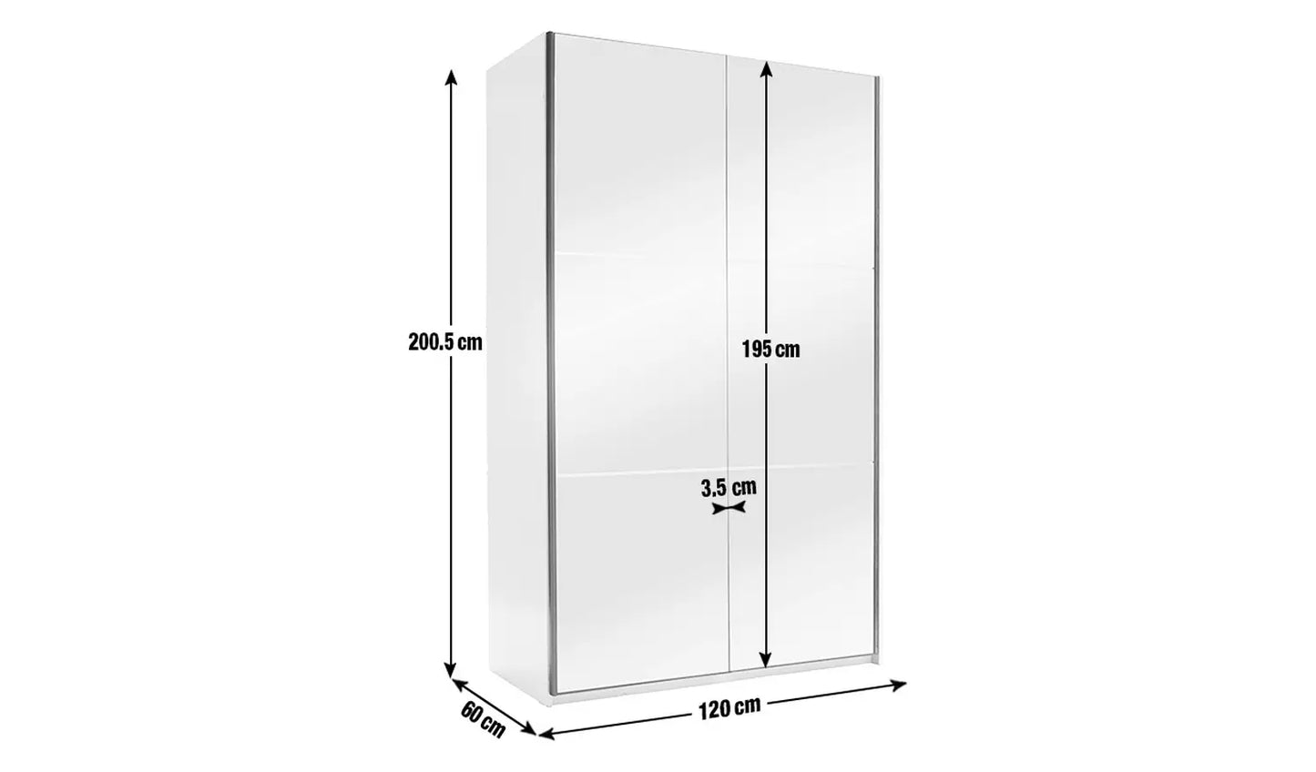 Assembled Habitat Sliding Holsted Mirrored Small Wardrobe - White