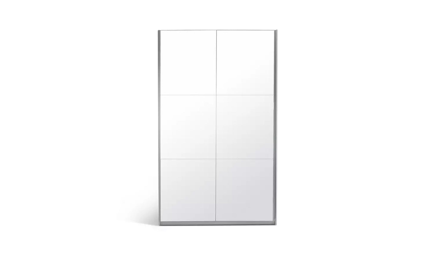 Assembled Habitat Sliding Holsted Mirrored Small Wardrobe - White