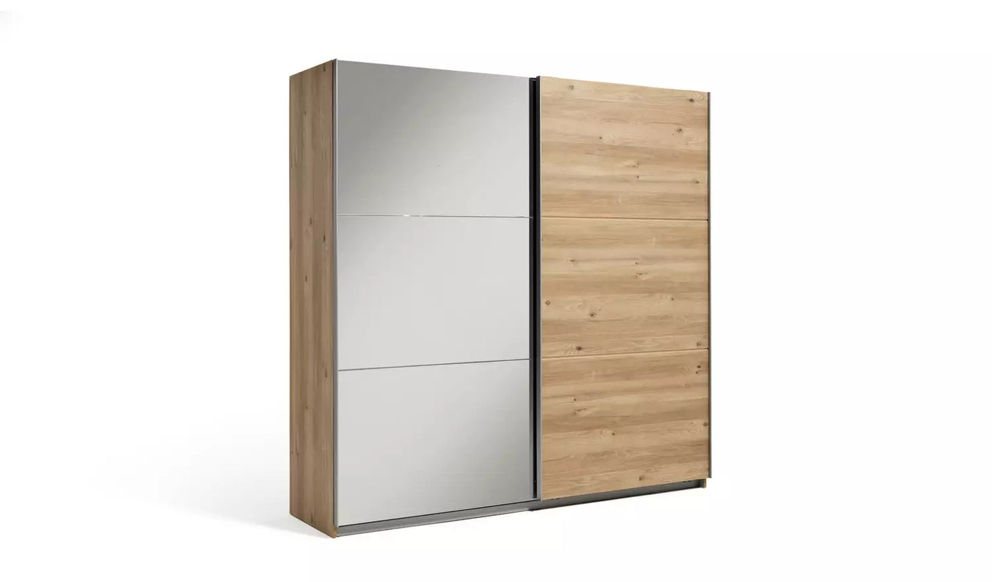 Habitat Holsted Mirror 200cm Sliding Wardrobe - Oak Effect