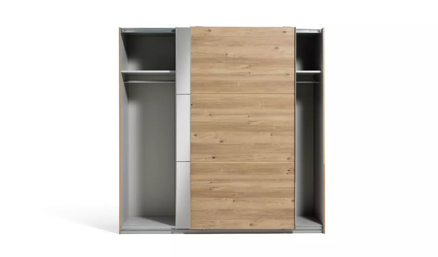Habitat Holsted Mirror 200cm Sliding Wardrobe - Oak Effect