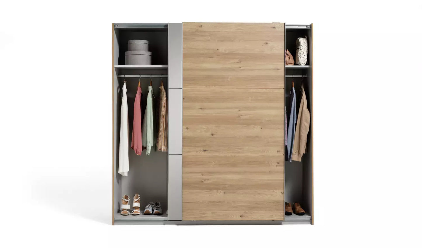 Habitat Holsted Mirror 200cm Sliding Wardrobe - Oak Effect