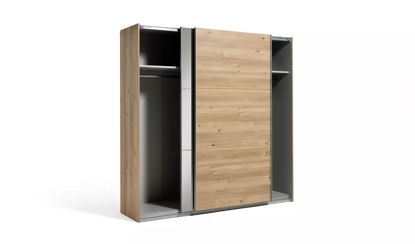 Habitat Holsted Mirror 200cm Sliding Wardrobe - Oak Effect