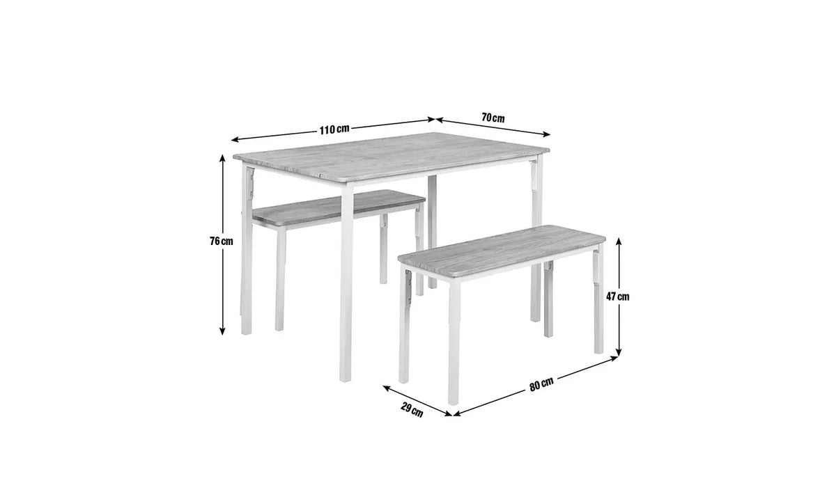 Bolitzo Pair Oak Dining Dining White Benches