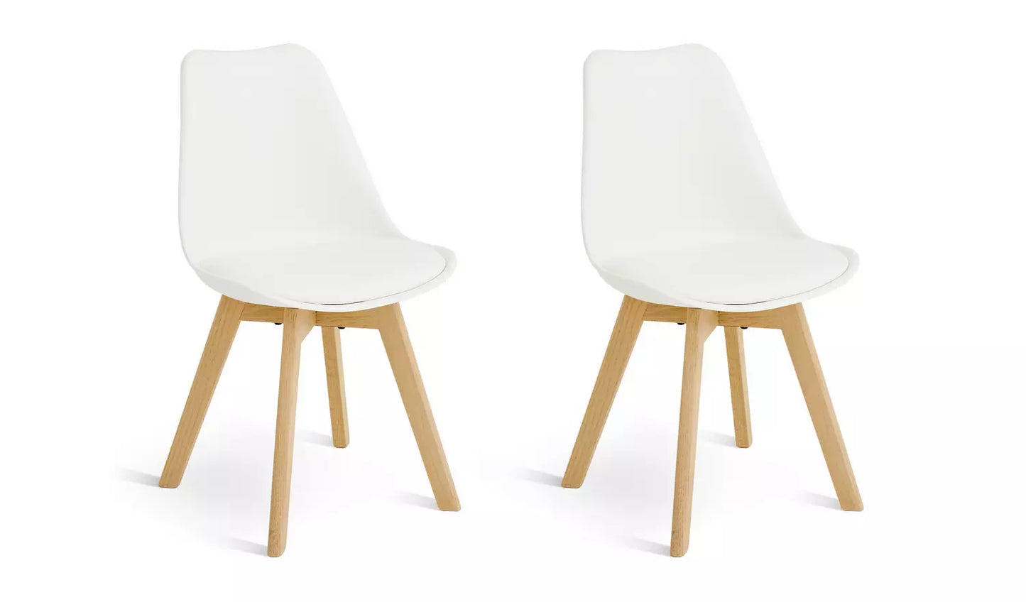 Habitat Jerry Pair of Dining Chair - White