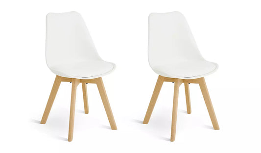 Habitat Jerry Pair of Dining Chair - White