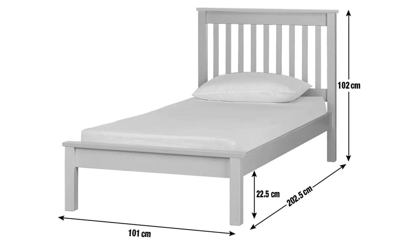 (Missing) Assembled Single Wooden Bed Frame - Grey