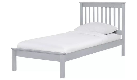 (Missing) Assembled Single Wooden Bed Frame - Grey