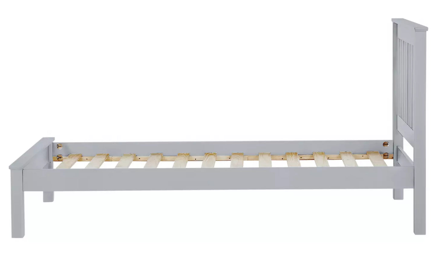 (Missing) Assembled Single Wooden Bed Frame - Grey