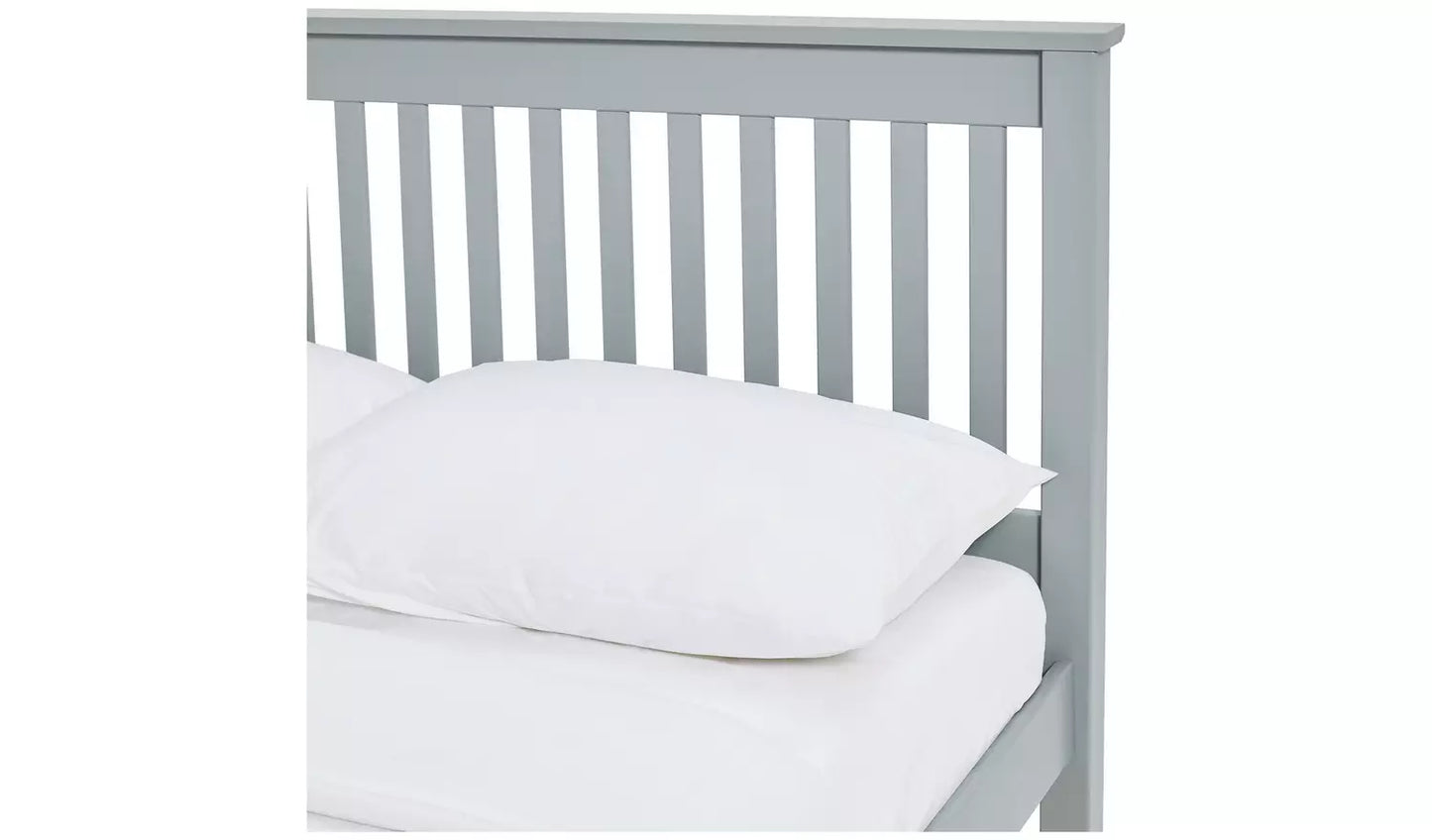 (Missing) Assembled Single Wooden Bed Frame - Grey