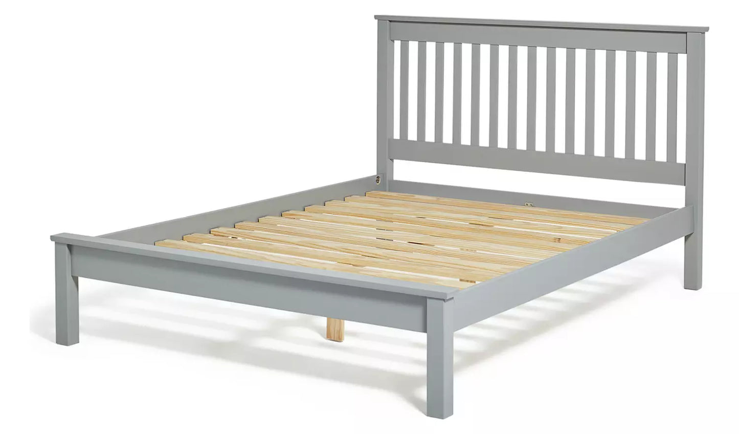 (Missing) Assembled Single Wooden Bed Frame - Grey