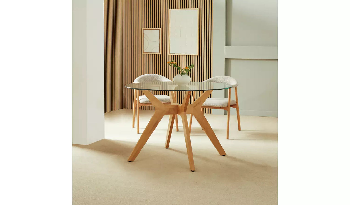 Habitat Zela Glass 4 Seater Dining Table - Natural