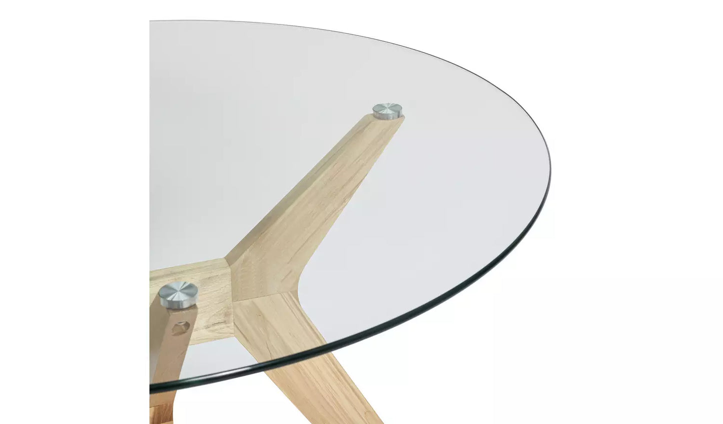 Habitat Zela Glass 4 Seater Dining Table - Natural