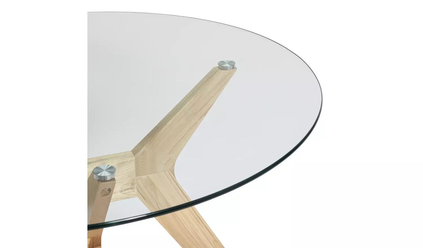 Habitat Zela Glass 4 Seater Dining Table - Natural