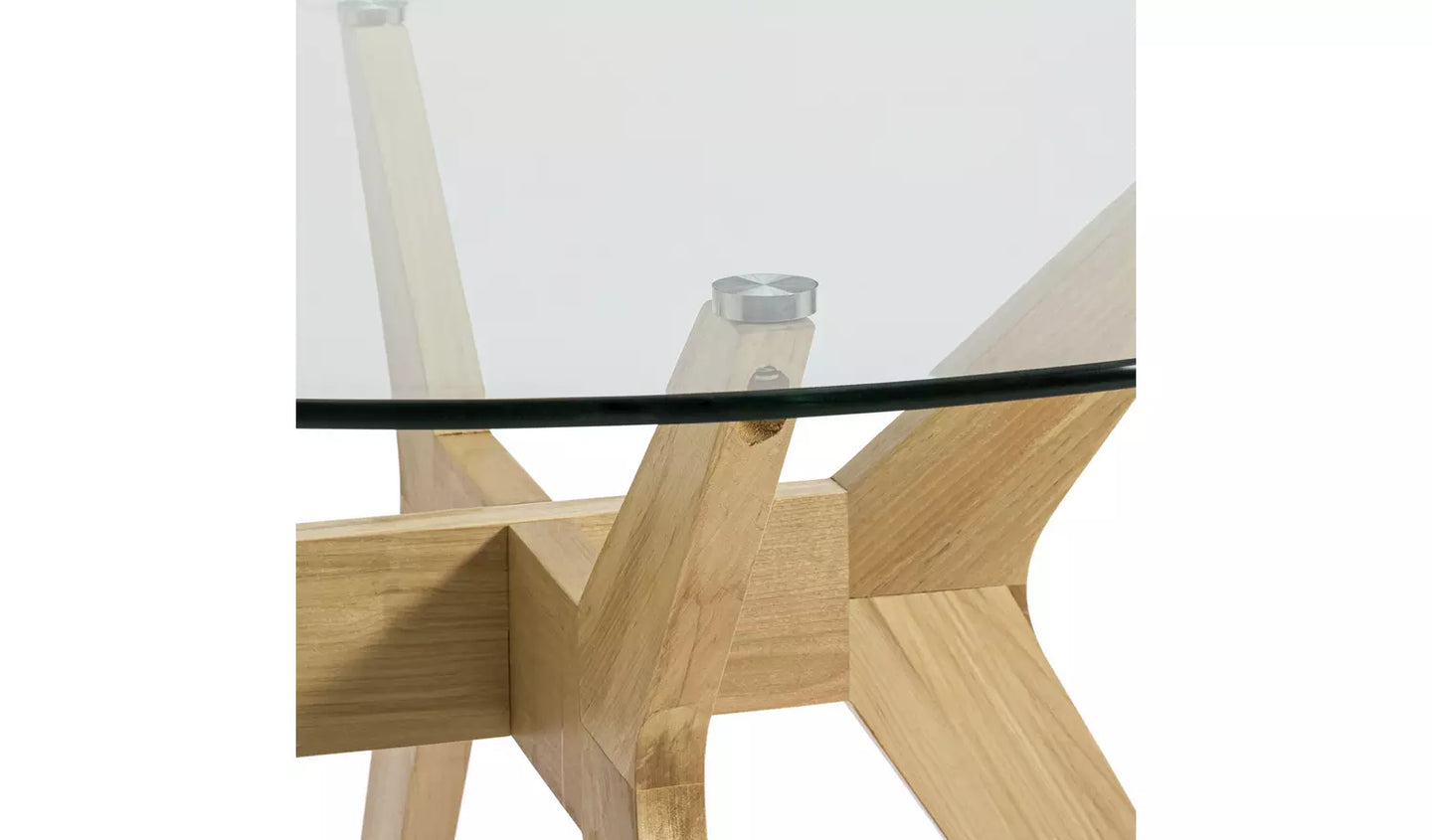 Habitat Zela Glass 4 Seater Dining Table - Natural