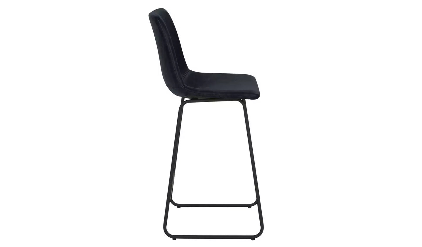 Assembled Habitat Joey Faux Leather Bar Stool - Black