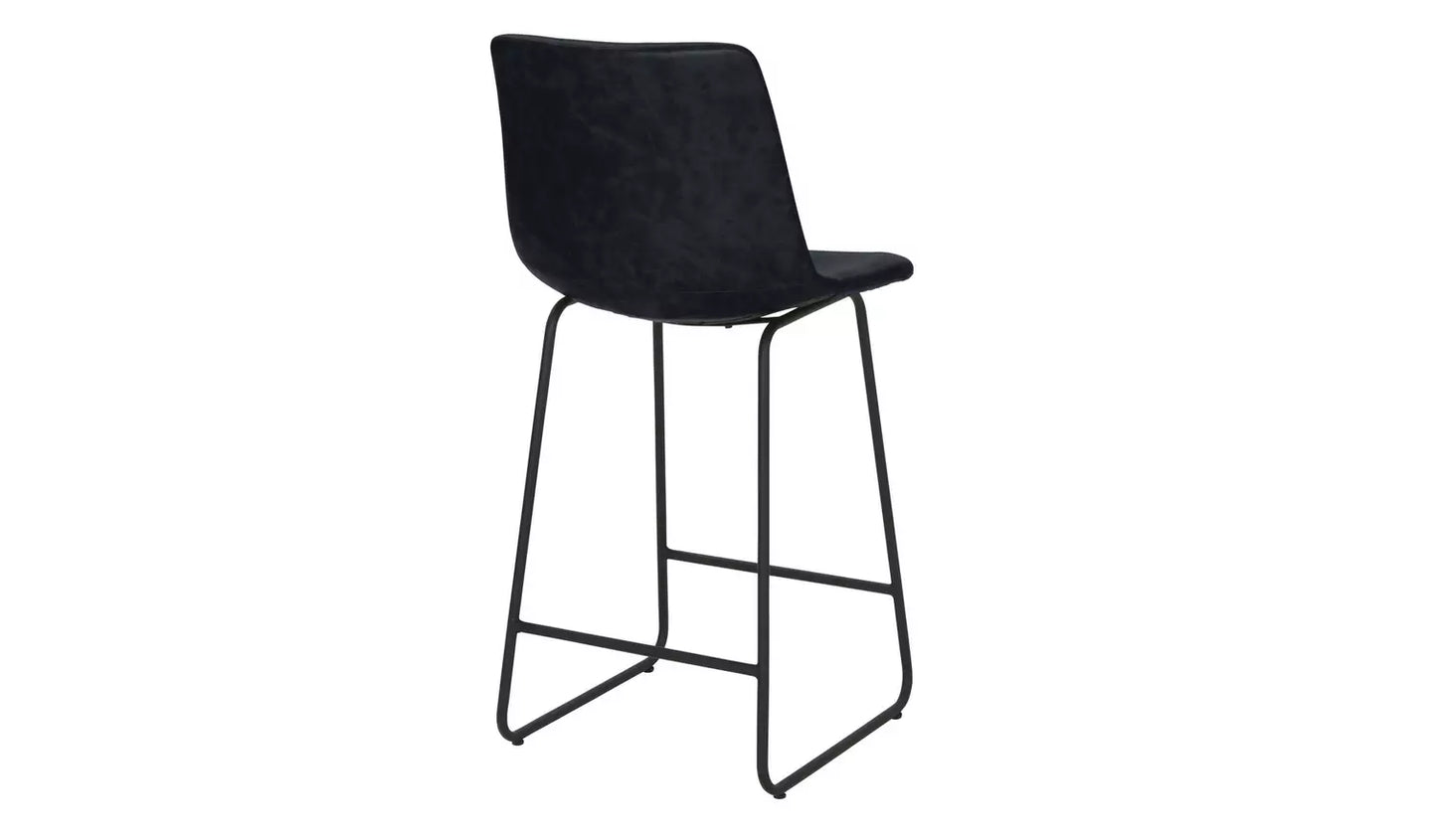 Assembled Habitat Joey Faux Leather Bar Stool - Black