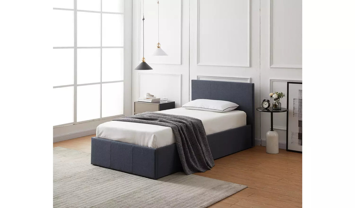 Heathdon Single End Lift Ottoman Bed - Grey