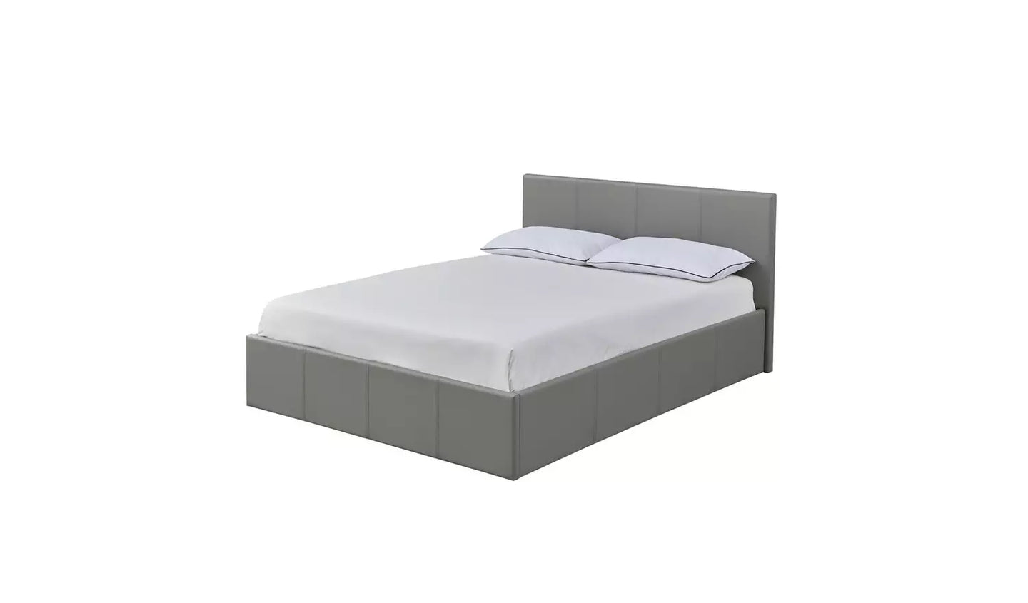 Assembled Lavendon Double Side Open Ottoman Bed Frame - Grey - WITH MATTRESS