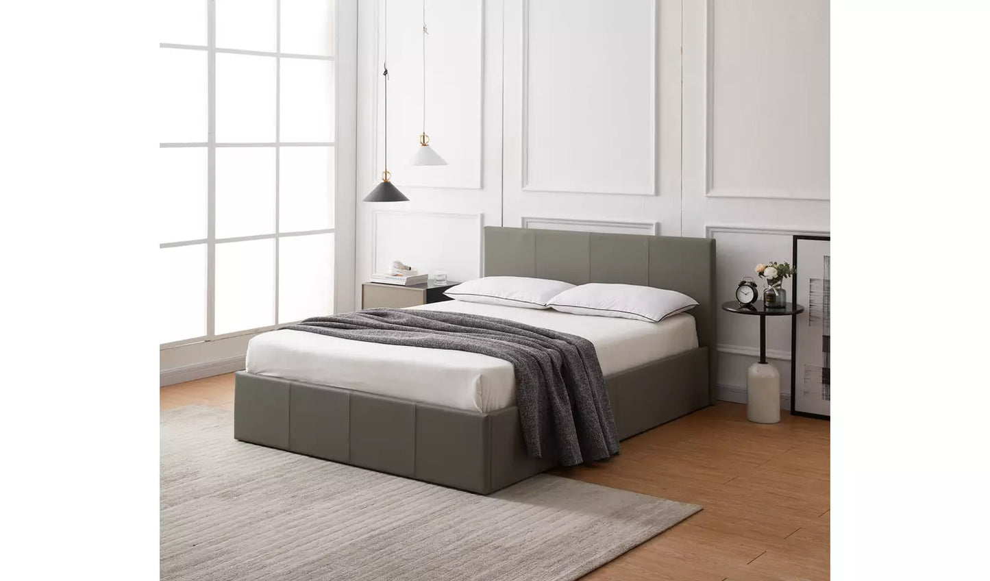 Assembled Lavendon Double Side Open Ottoman Bed Frame - Grey - WITH MATTRESS