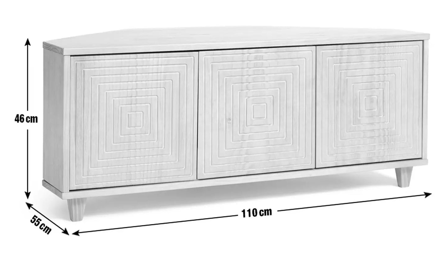 Assembled Habitat Grooved Storage 3 Door Corner TV Unit - Light Wood