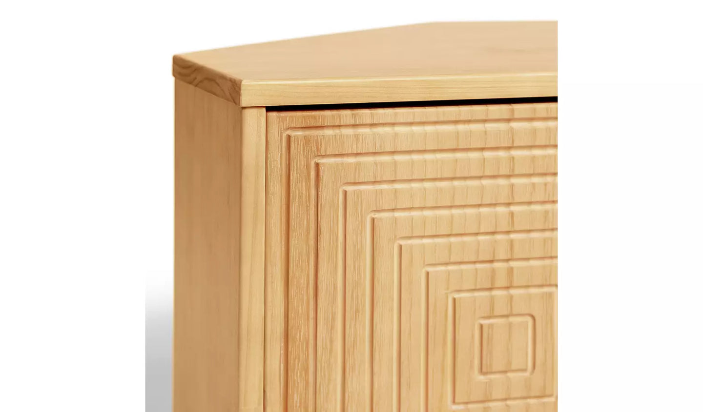 Assembled Habitat Grooved Storage 3 Door Corner TV Unit - Light Wood