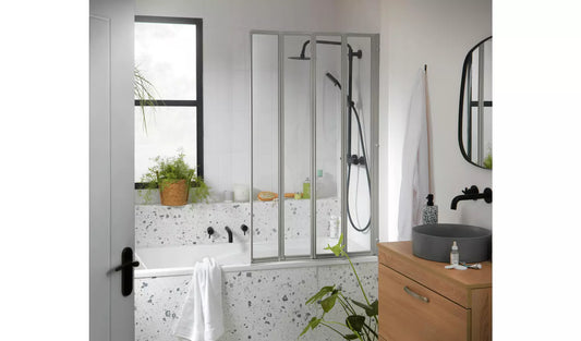 1400x840mm Folding Bath Shower Screen - Silver