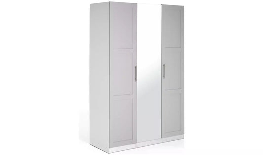 Habitat Munich Panelled 3 Door Mirror Wardrobe - Grey