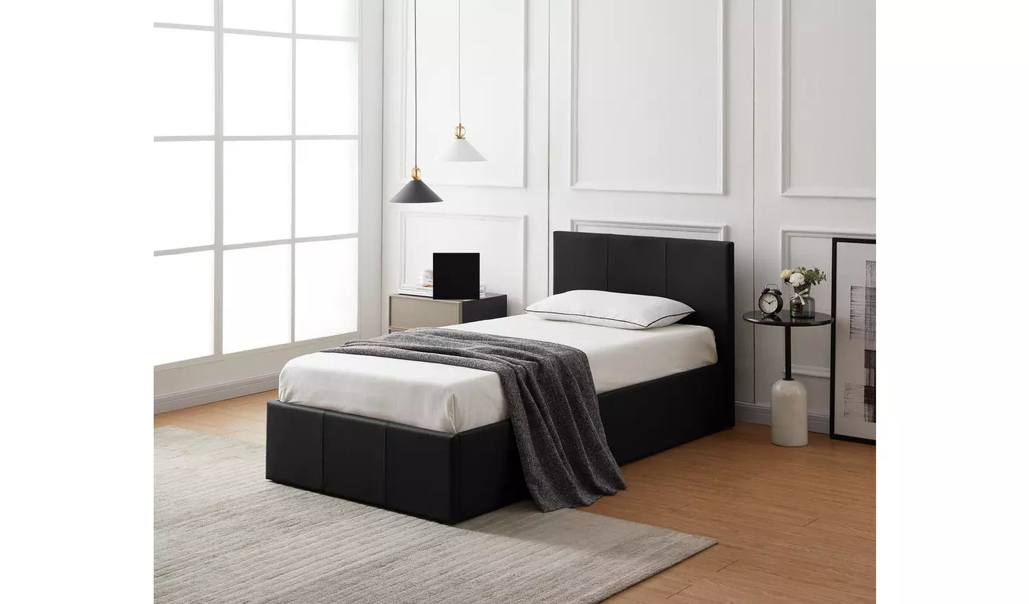 Lavendon Single Side Open Ottoman Bed Frame-Black