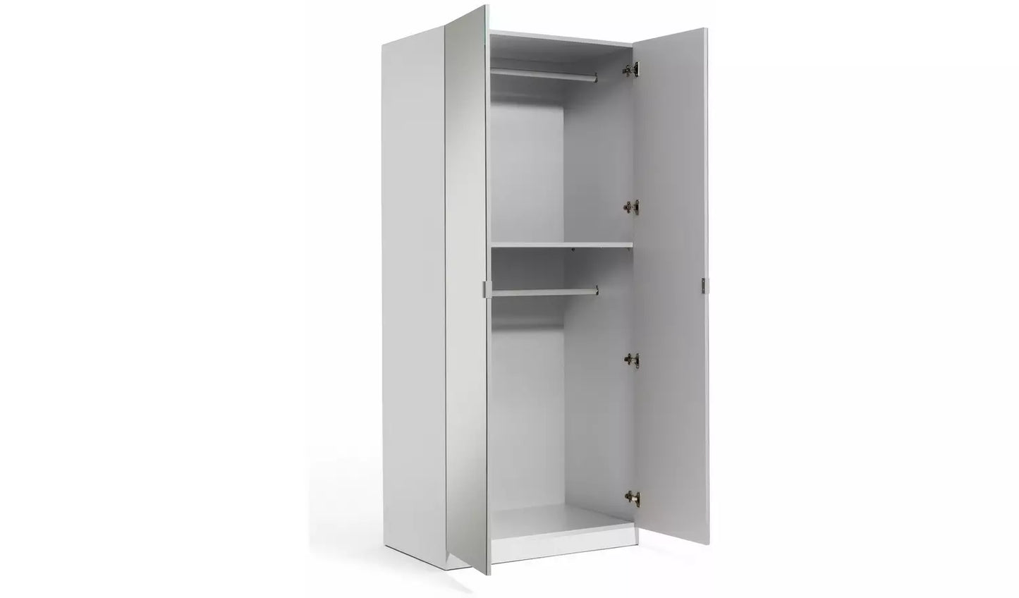 Habitat Munich 2 Door Mirror Wardrobe - White