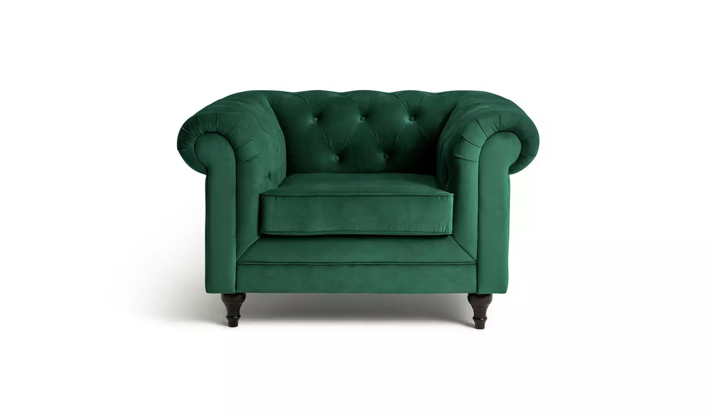 Habitat Chesterfield Velvet Armchair - Green