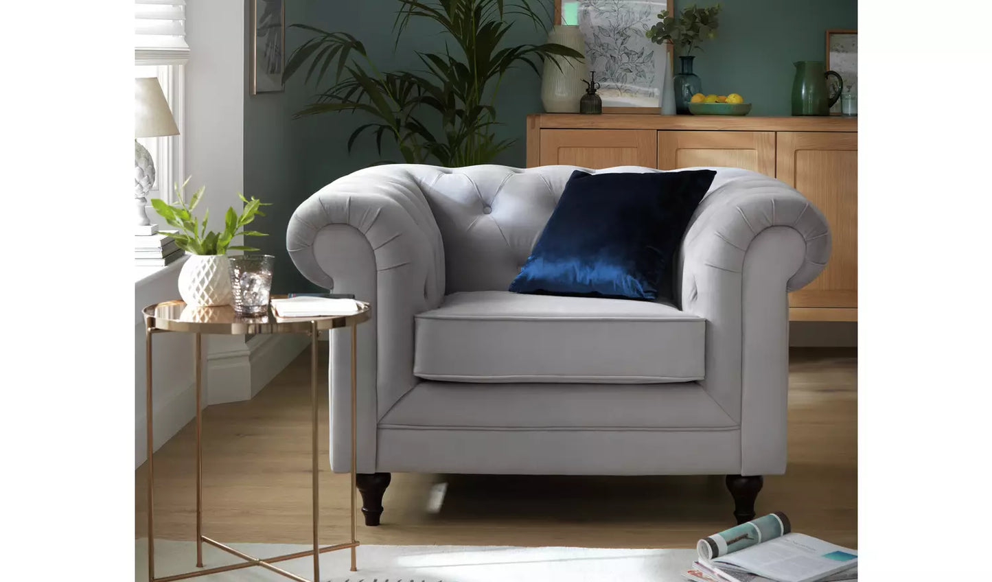 Habitat Chesterfield Velvet Armchair - Green