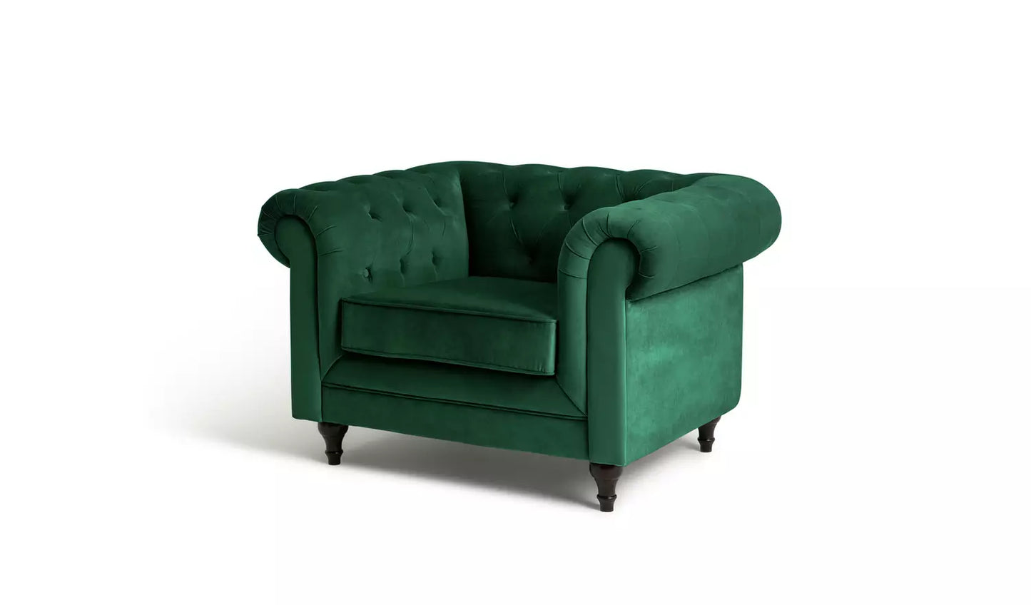 Habitat Chesterfield Velvet Armchair - Green