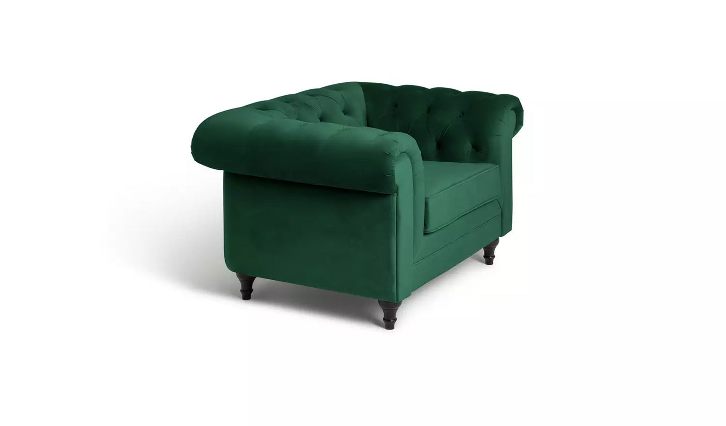 Habitat Chesterfield Velvet Armchair - Green