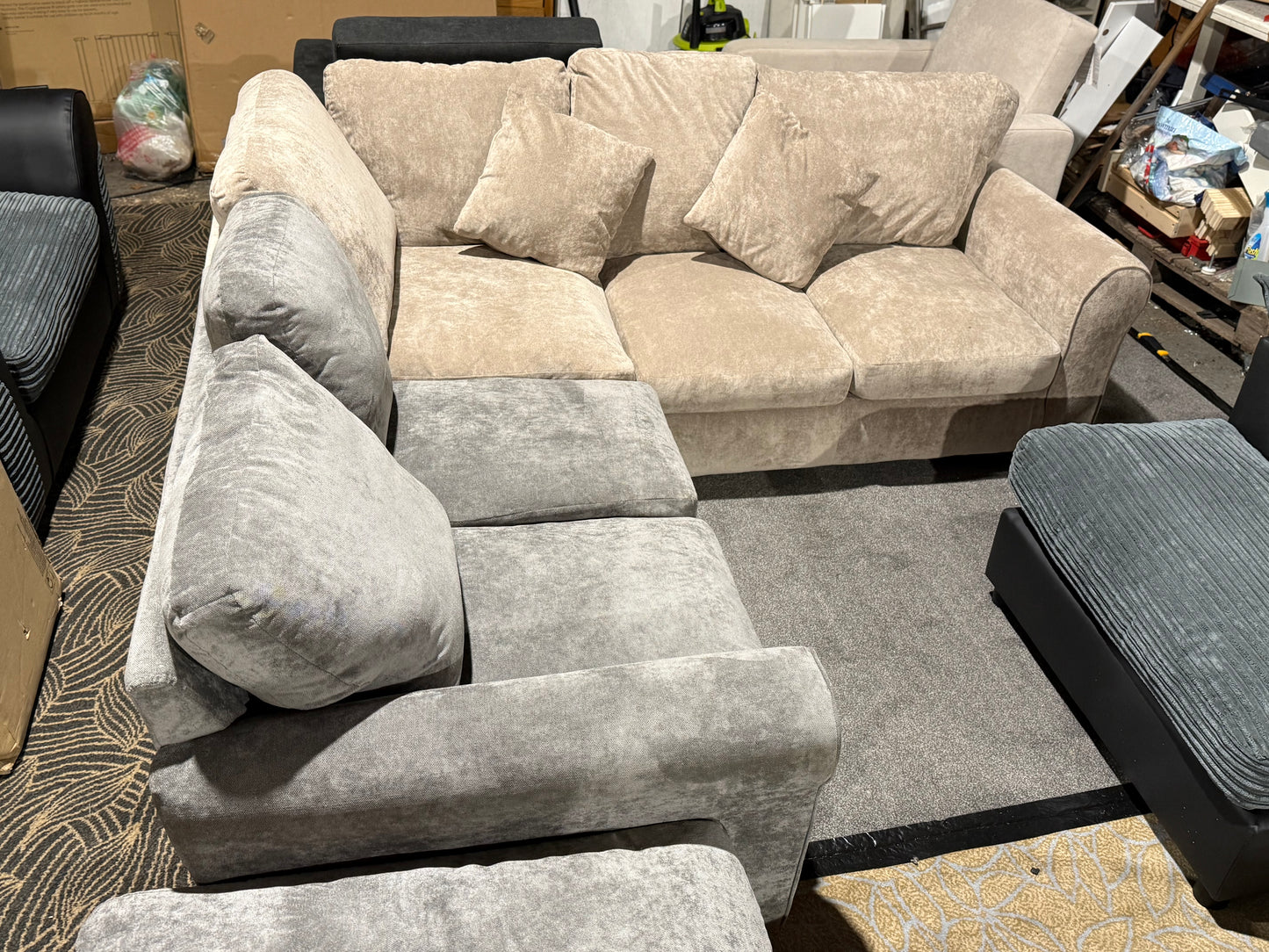 Taylor Fabric Corner Sofa - Mink/Grey Mixed Colour